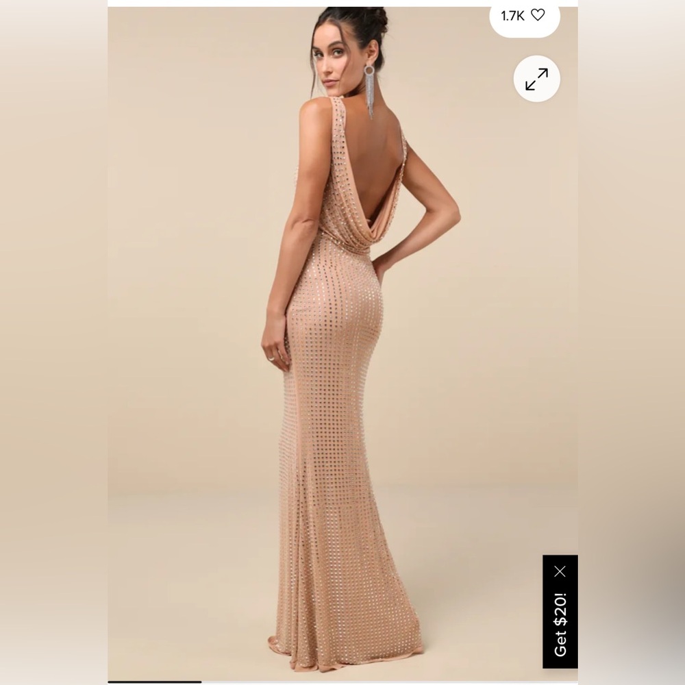 Lulu's Elegant Backless Tan Dress